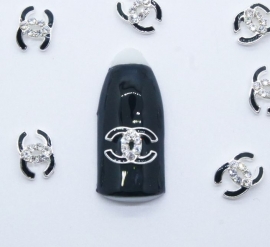 Броши для ногтей - «Chanel» с черным напылением (F007-01)