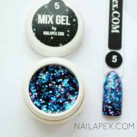 Декор-гель Nailapex «Mix-Gel» №5 — глиттер голубой с розовым
