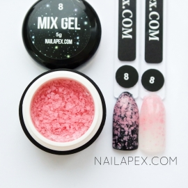 Декор-гель Nailapex «Mix-Gel» №8 — глиттер розовый (матовый)