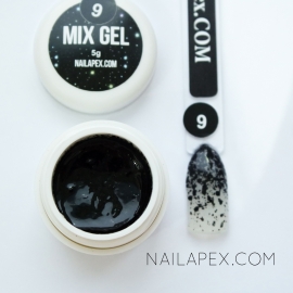 Декор-гель Nailapex «Mix-Gel» №9 — глиттер черный (матовый)